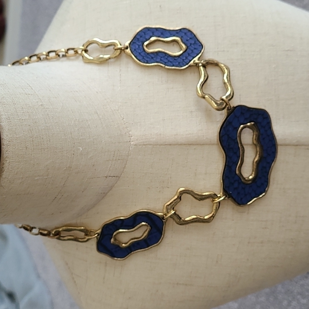 🆕️ Blue and gold statement  necklace